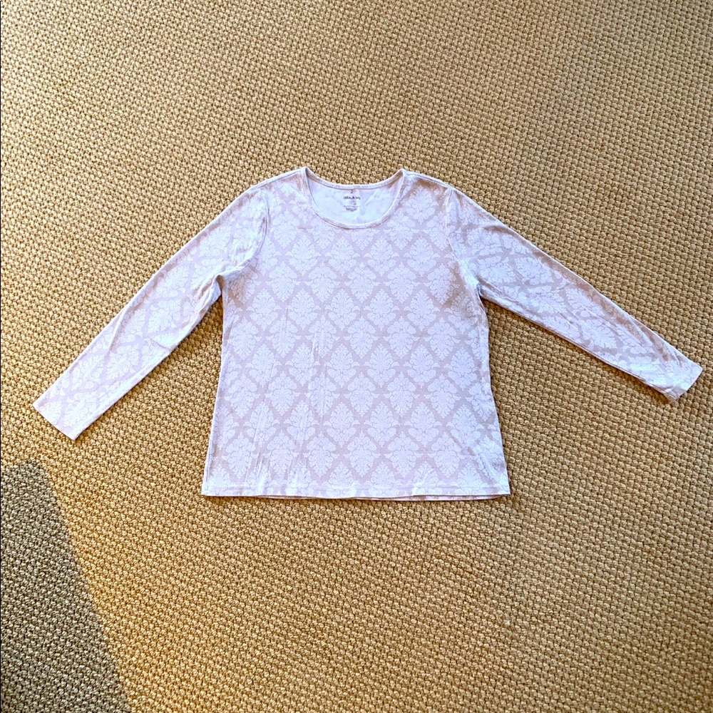 White Stag Long Sleeve Knit Shirt (oatmeal* and white)  (XL 16/18)